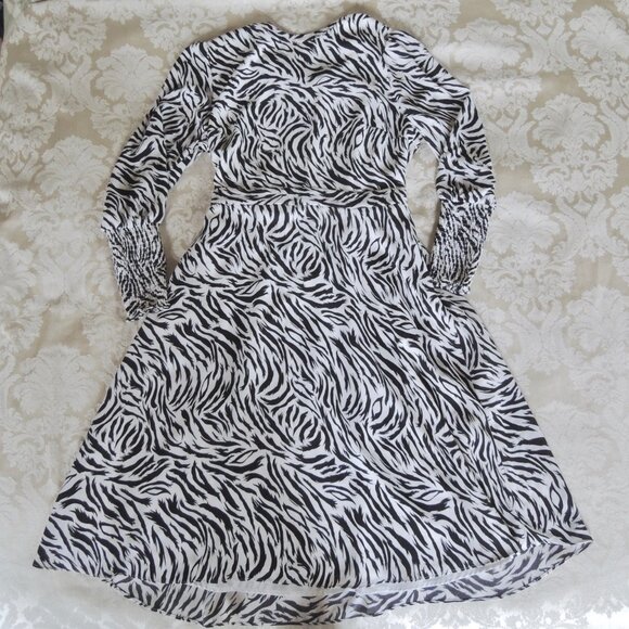 Halogen Black & White Zebra Print Tie Back Midi Dress XL - Picture 1 of 12